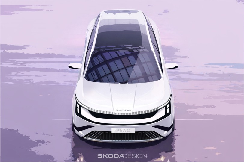 Skoda發布全新電動七人座Peaq的外觀設計草圖